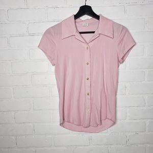 Aritzia Pink Button-Up Blouse